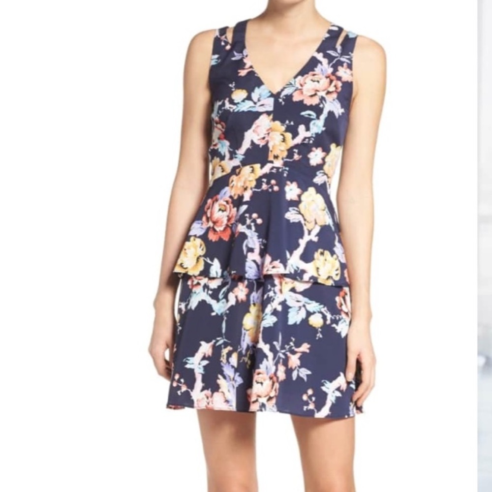 Adelyn Rae Blue Floral Mini Dress